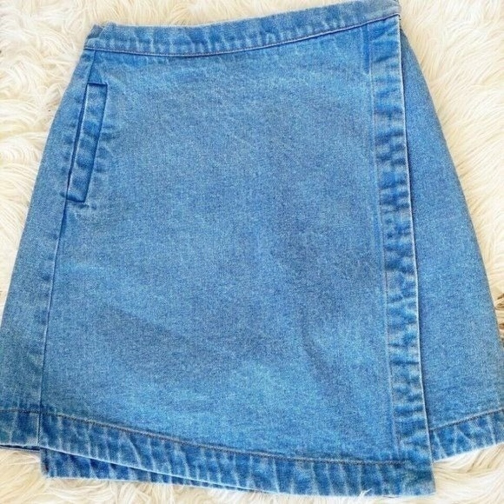 The Fifth Label Denim Skirt Womens Small Wrap Denim Knee Length Light Wash